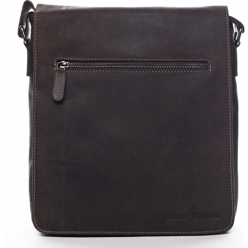 Praktická pánska kožená veľká crossbody Yves Green Wood, hnedá 64830755