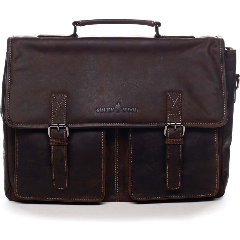 Pánska kožená taška tmavo hnedá - Greenwood Louney hnedá 57819945