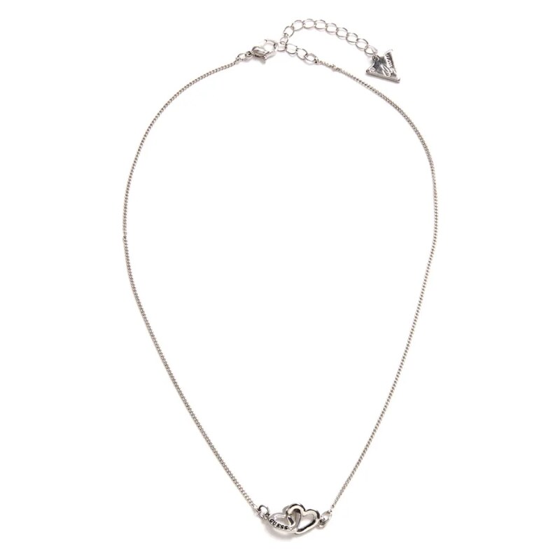 GUESS náhrdelník Silver-Tone Interlock Heart Necklace, 12716