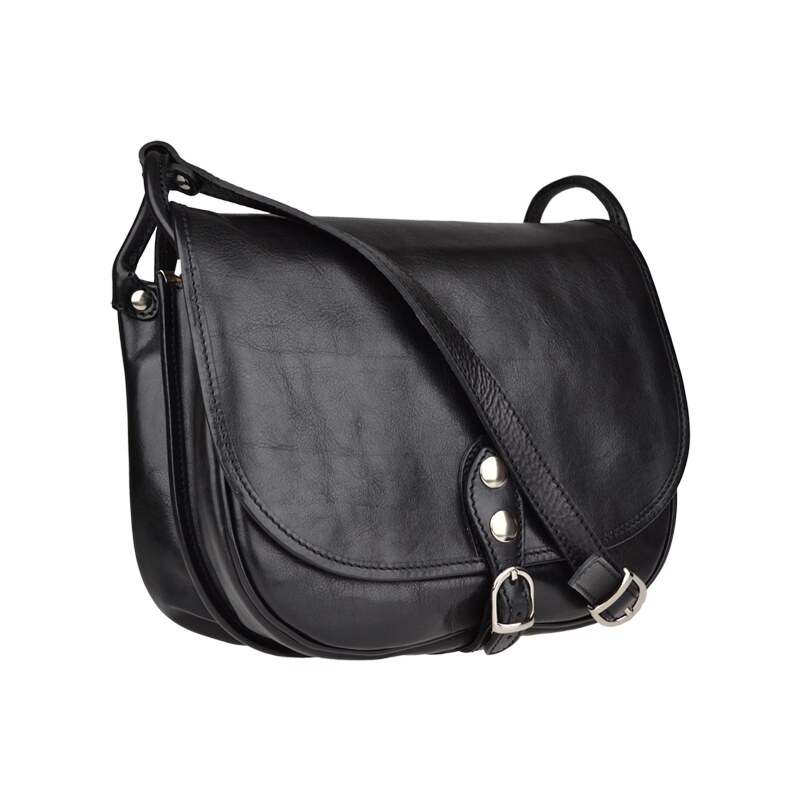 Čierna kožená talianska crossbody kabelka Caccia Nera NovaKabelka.sk 861982