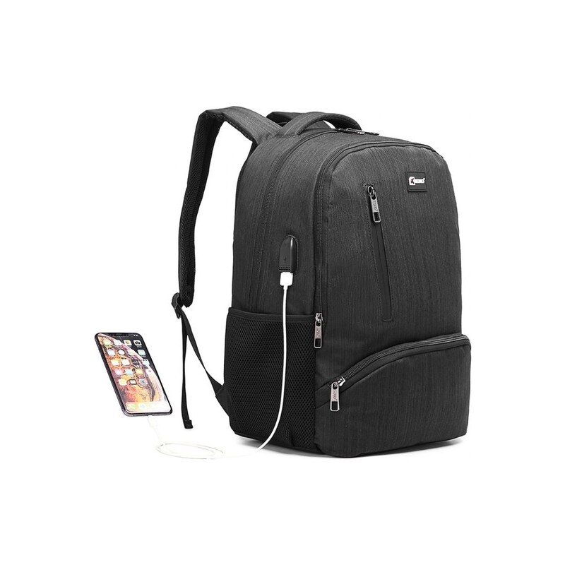 Ruksak - KONO multi s usb unisex, čierny 65284905