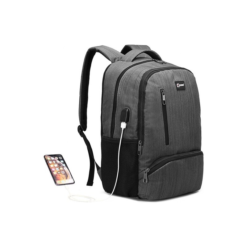 Ruksak - KONO multi s usb unisex, šedý 56371779