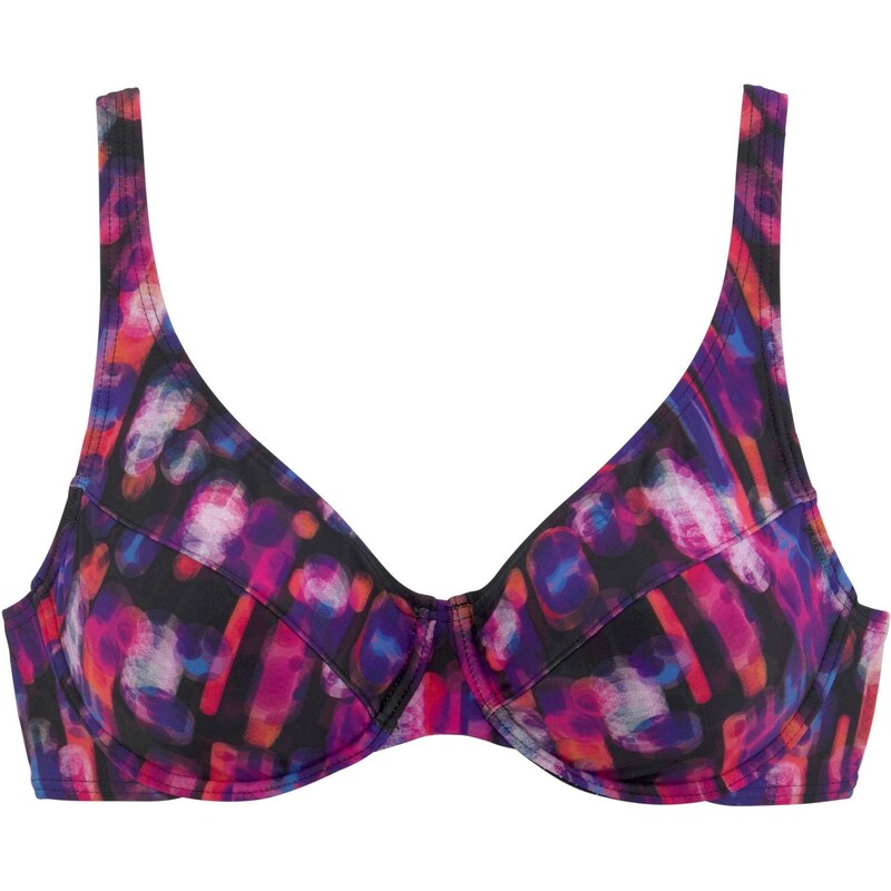 LASCANA Bikinový top tmavofialová / ružová / čierna 54221963