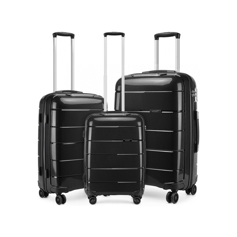 Set kufrov - unisex PP lesklý KONO na cesty, čierny 62660835