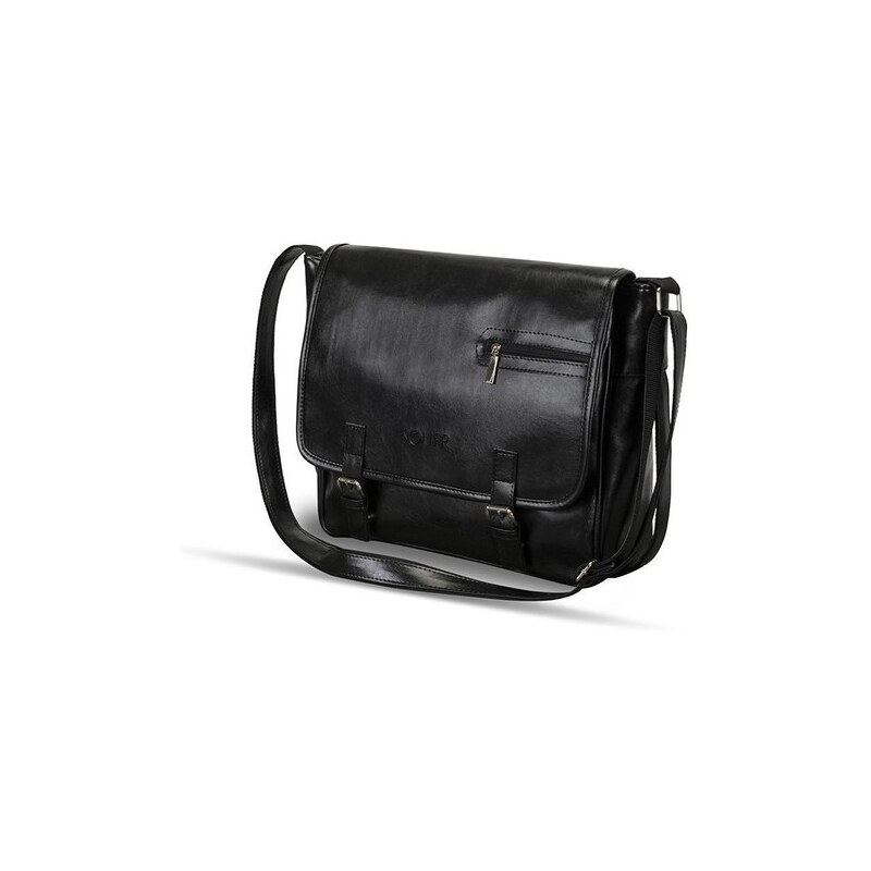 Taška - laptop pánska Solier z eko kože, čierna 57493353