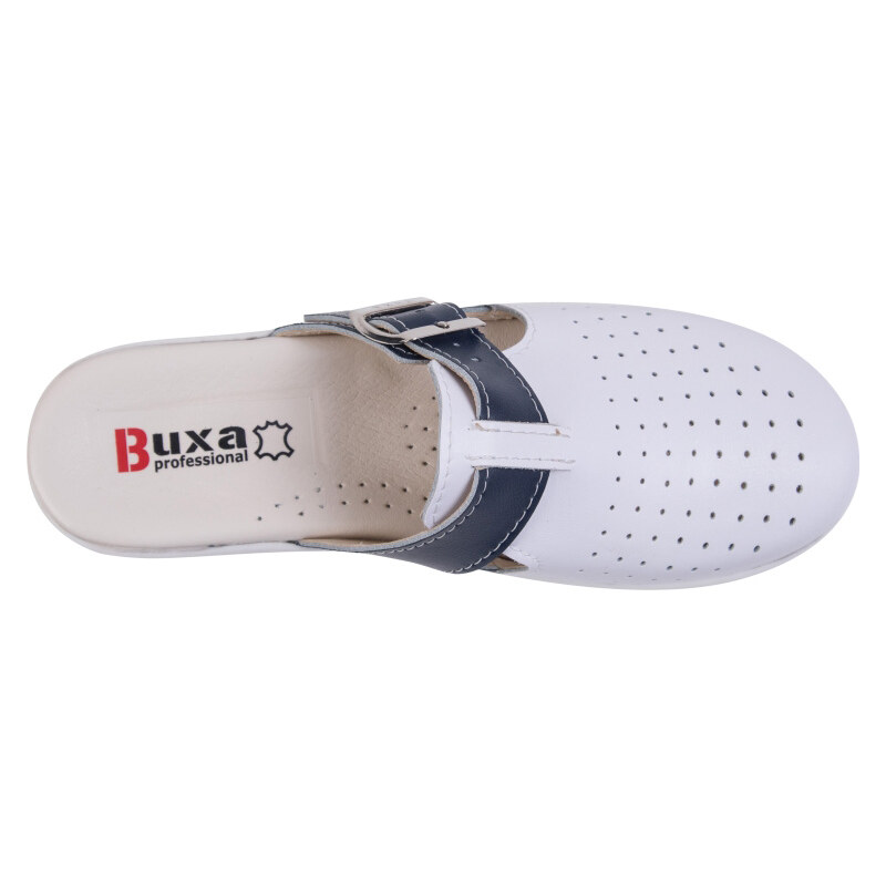 BUXA Medicínka obuv MED21 - Biela S Tmavomodrým Pásikom