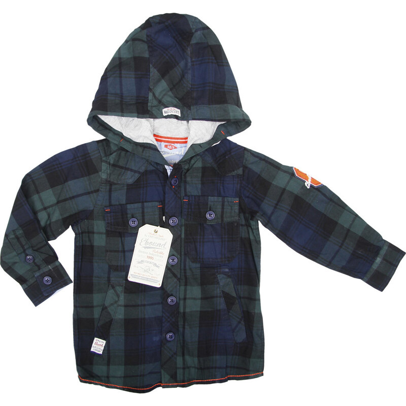BASIC Chlapčenská károvaná modro-zelená košeľa s kapucňou 16748658
