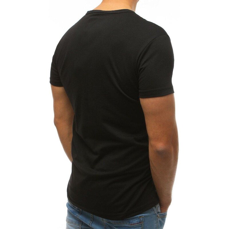 Stock Pánske čierne jednoduché tričko s potlačou vrx3509
