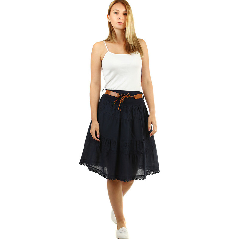 TopMode Bavlnená dámska sukňa s čipkou 31809552