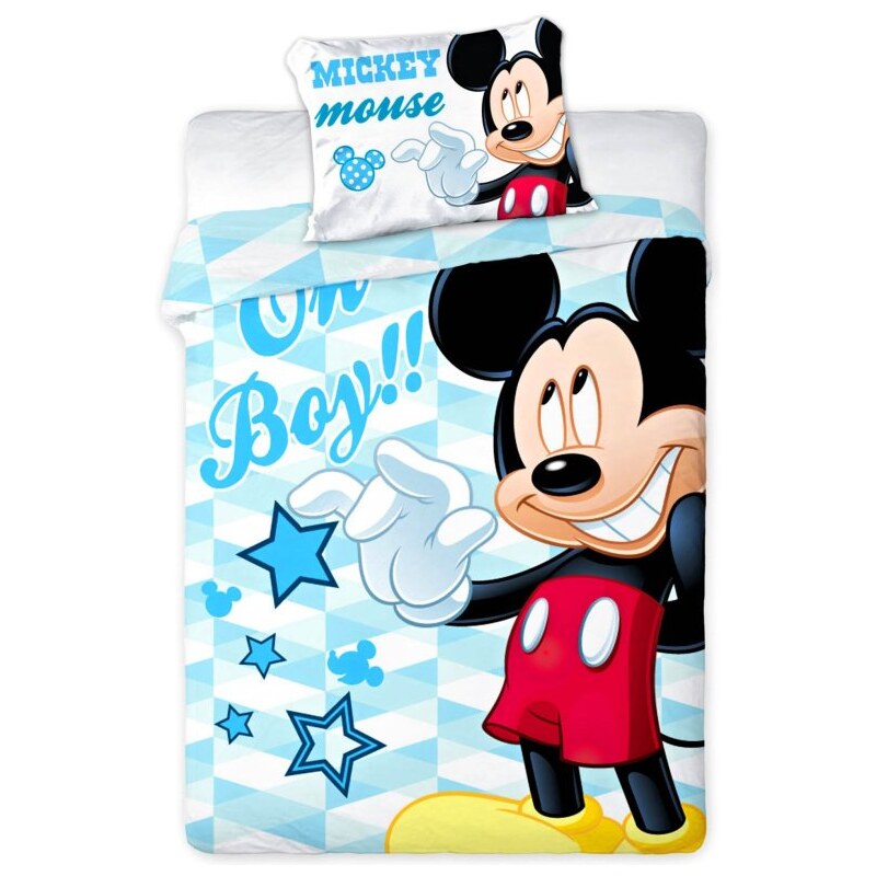 Faro Posteľné obliečky do malej detskej postieľky Mickey Mouse - Disney - 100% bavlna - 40 x 60 cm + 100 x 135 cm