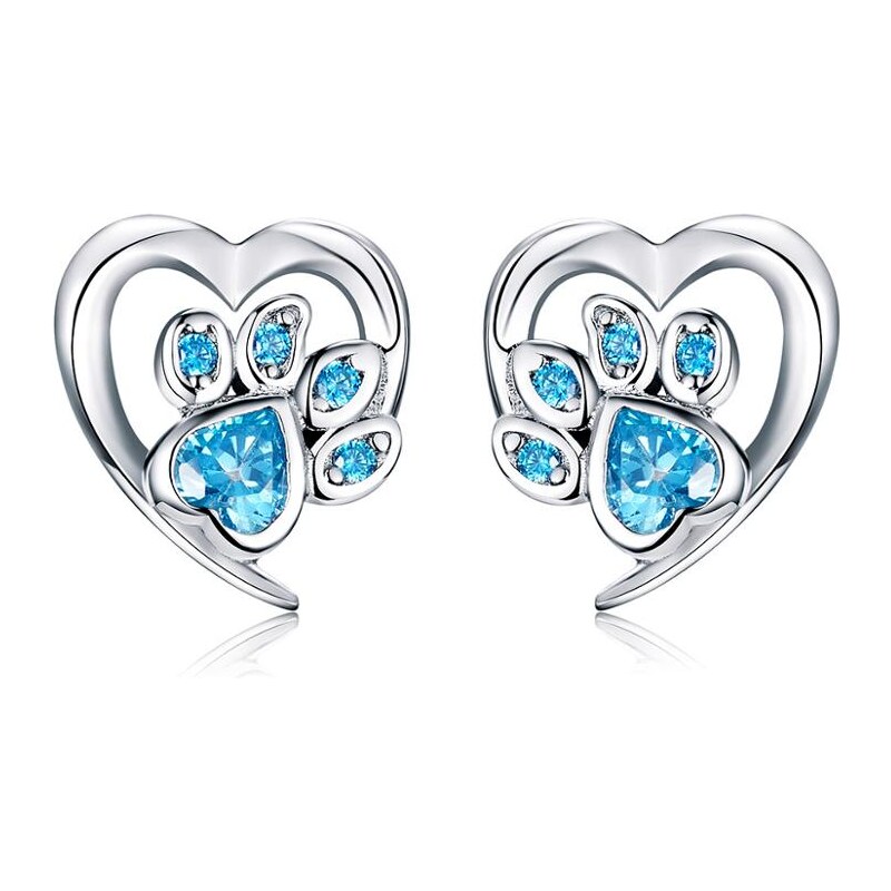 Olivie Strieborné náušnice LABKA v SRDCI 4822 21451960