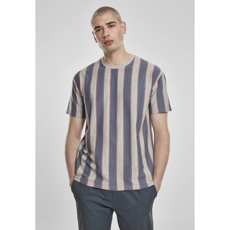 Urban Classics Printed Oversized Bold Striped T-Shirt vintageblue 50679064