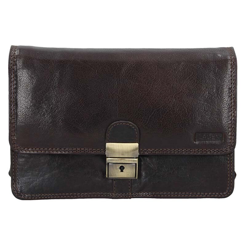 Lagen Pánska kožená etue (dokladovka) E-22016/T tmavohneda 26174250