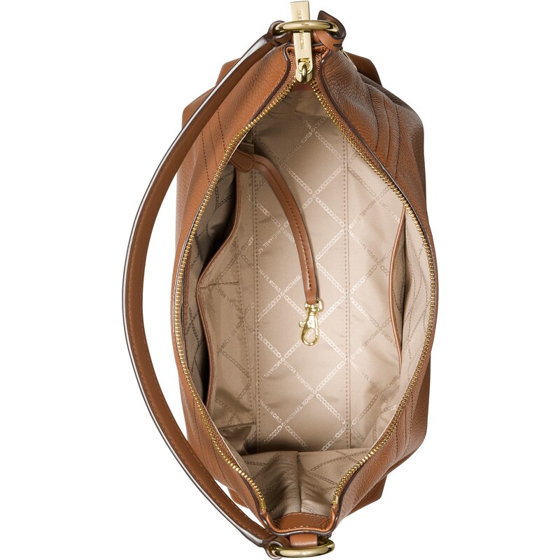 Michael Kors Aria Pebble Leather Shoulder Bag Luggage Gold