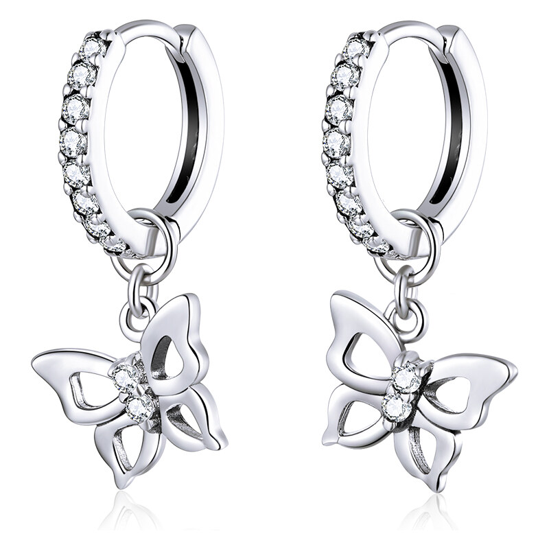 Emporial strieborné náušnice Poletujúce motýliky SCE833 28150846