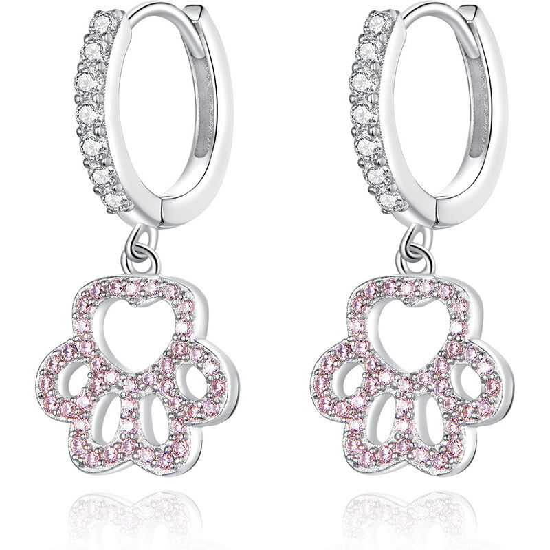 Emporial strieborné náušnice Milovaná ružová packa labka SCE771 28186841