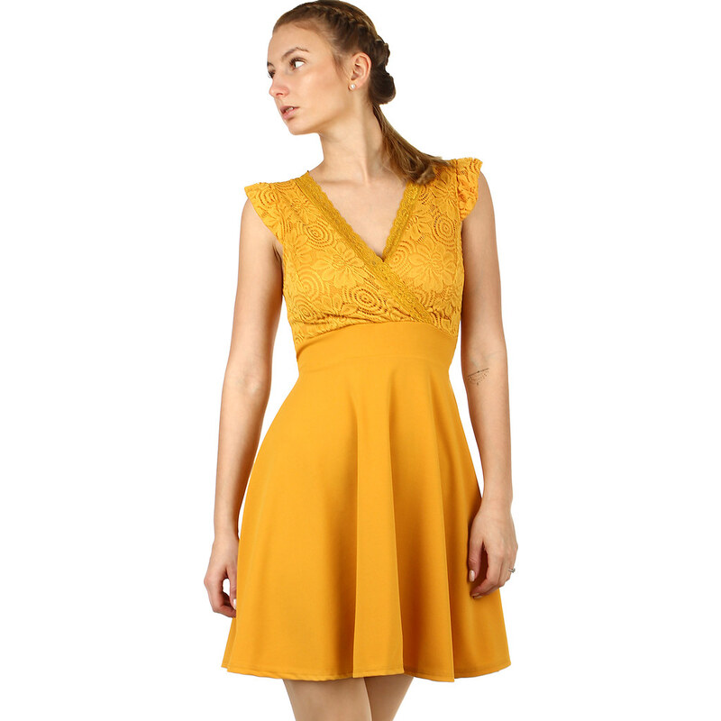 Glara Dámske romantické šaty s čipkou a priestrihom na chrbte 36988236