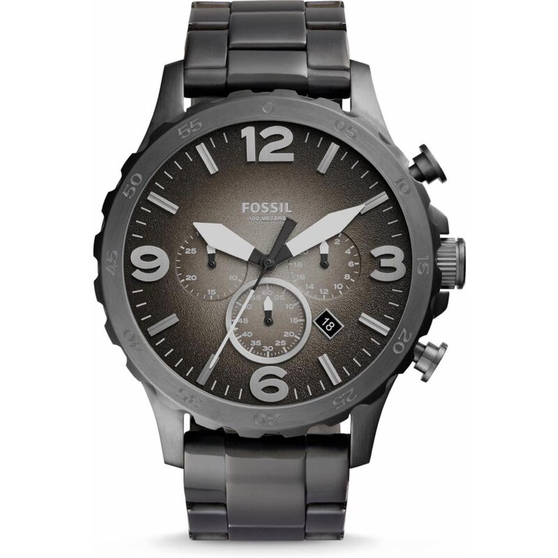 FOSSIL Analógové hodinky NATE grafitová / strieborná 55131776