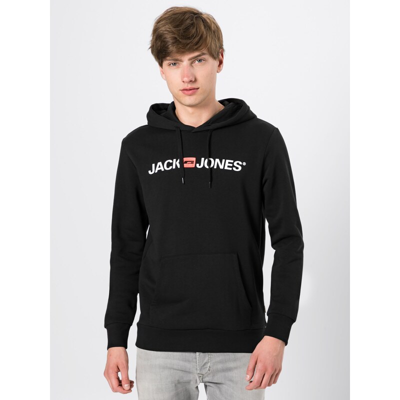 JACK & JONES Mikina melónová / čierna / biela
