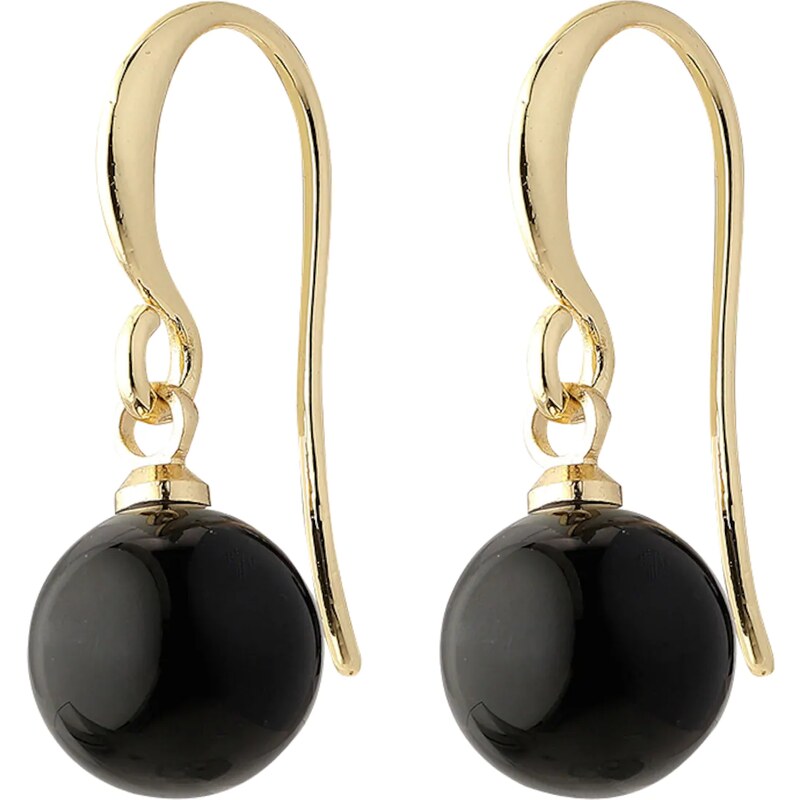 Pilgrim Náušnice Goldie zlatá / čierna 11982737