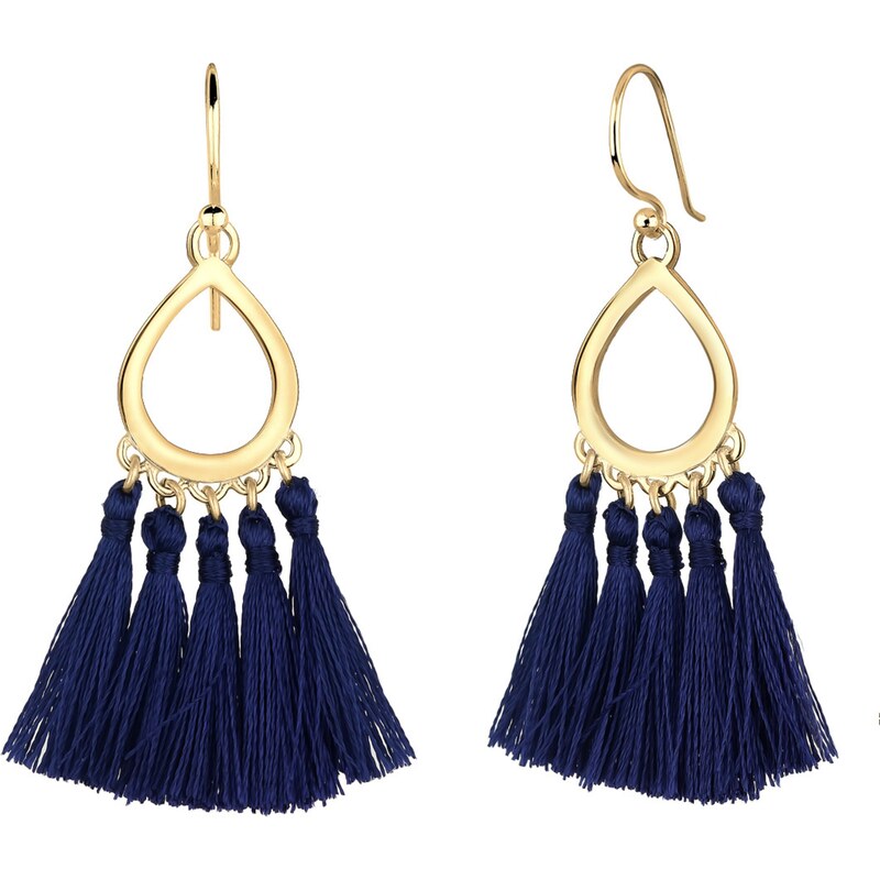 ELLI Náušnice Boho tmavomodrá / zlatá 54221785