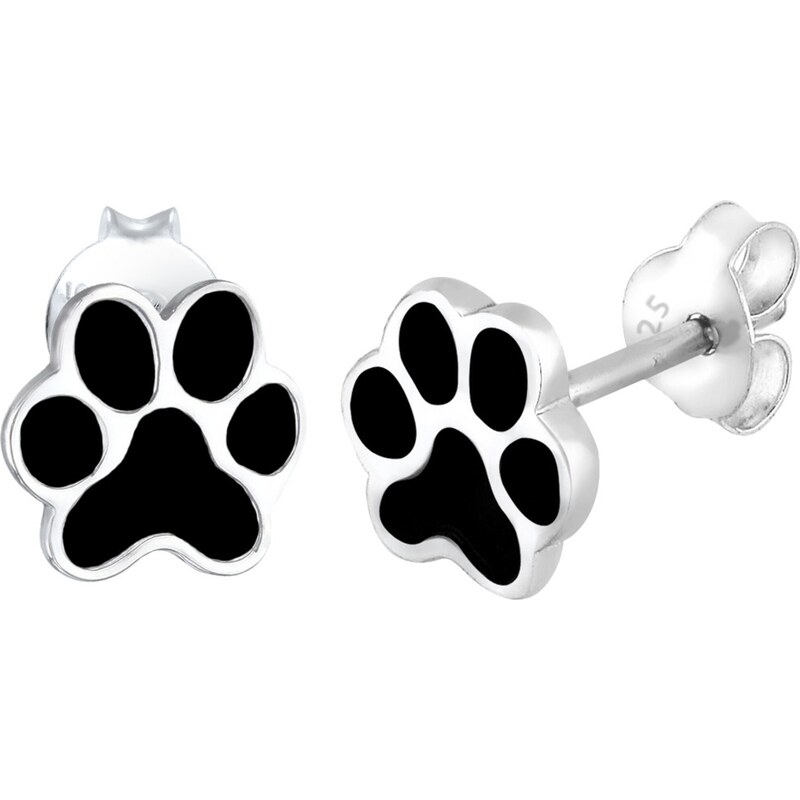 ELLI Náušnice Pfote čierna / strieborná 54221828