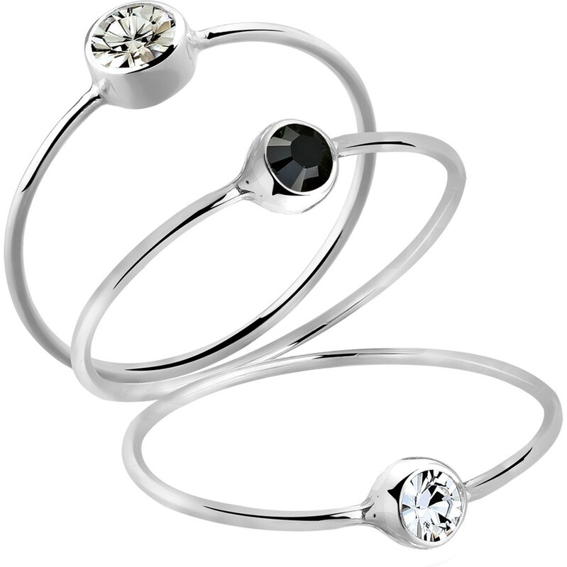 ELLI Prsteň čierna / strieborná / priehľadná 62476993