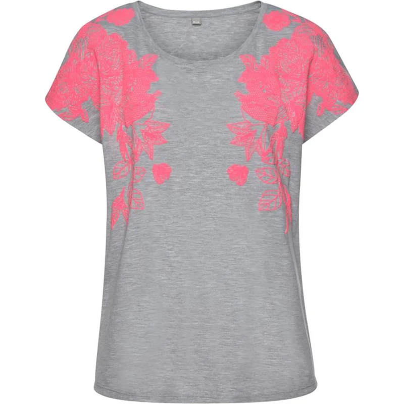 BENCH Tričko sivá melírovaná / ružová 63513988