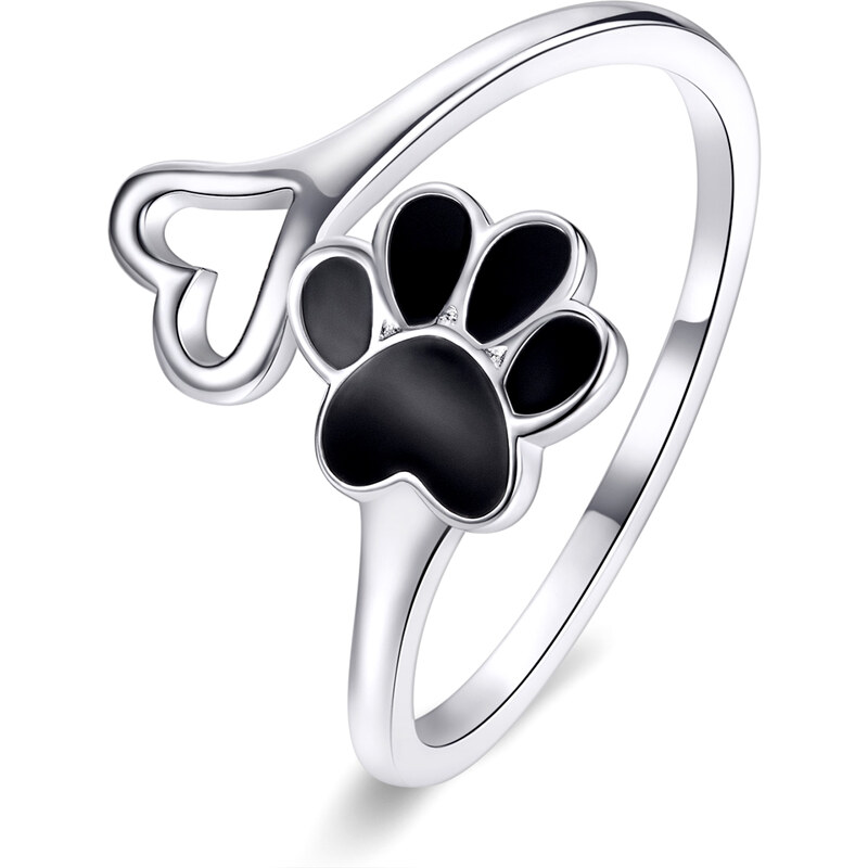 Emporial strieborný nastaviteľný prsteň Milovaná packa labka 28893949