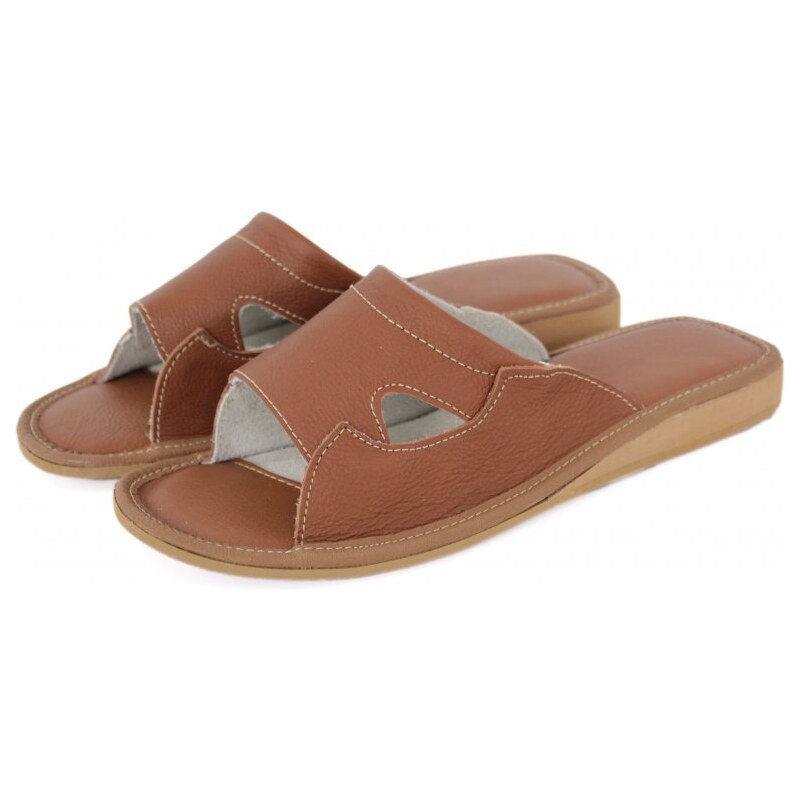 GP Dámske kožené papuče Betty koňak 52262603