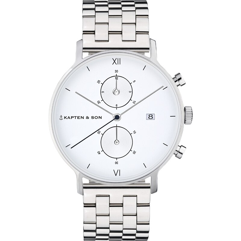 Kapten & Son Analógové hodinky Chrono Silver Steel strieborná 11992319