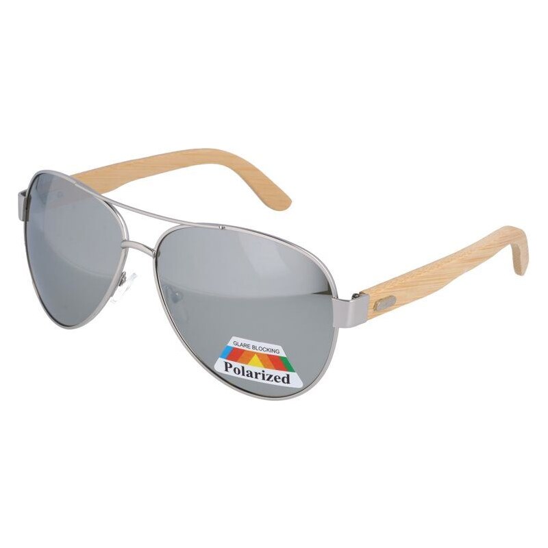 Polarzone Strieborné drevené polarizačné okuliare pilotky Wood 64367392