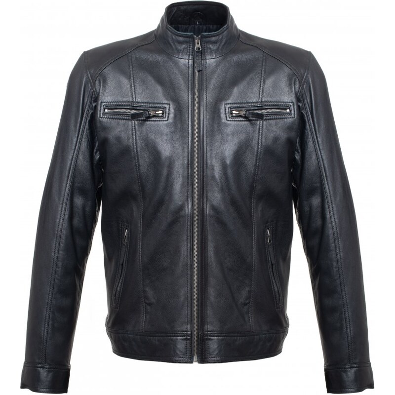 MAX Pánska kožená bunda Rock čierna 16982348