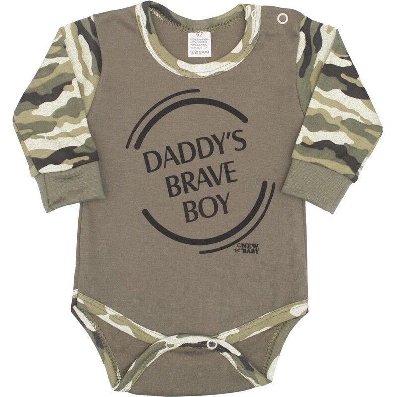 Dojčenské body s dlhým rukávom New Baby Army boy