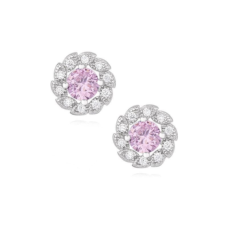 Olivie Strieborné náušnice s ružovým zirkónom 3979 17146448