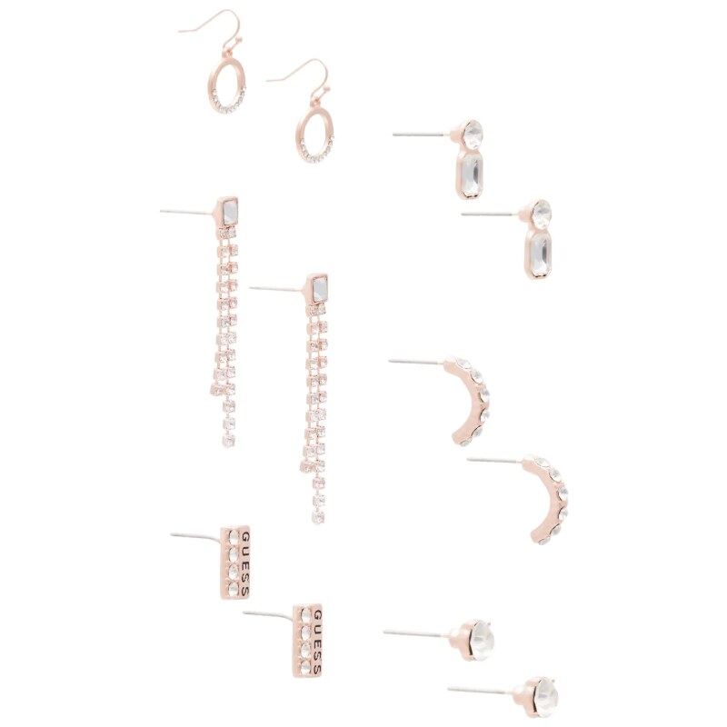 GUESS náušnice Rose Gold-tone Rhinestone Stud Earrings Set, 12322