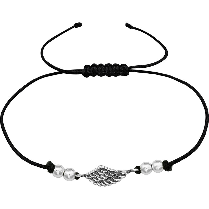 MAJYA Náramok čierny s príveskom KRÍDLO 10589 64581154