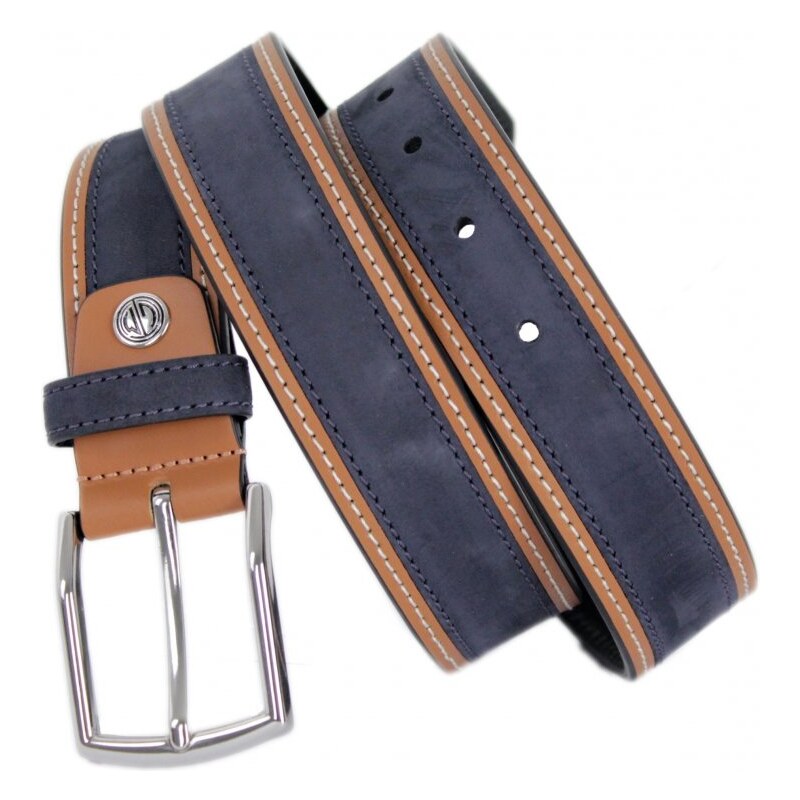 Lindenmann Pánsky kožený opasok Lindenmann 21520621 modrý + koňak 47271745