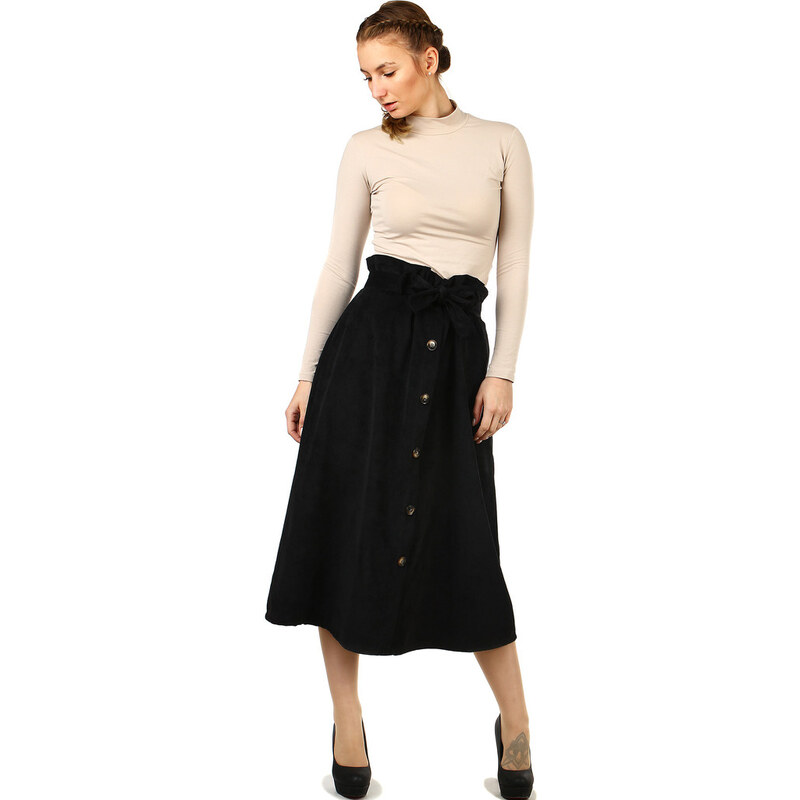 Glara Dámska manšestrová midi sukňa 19154160