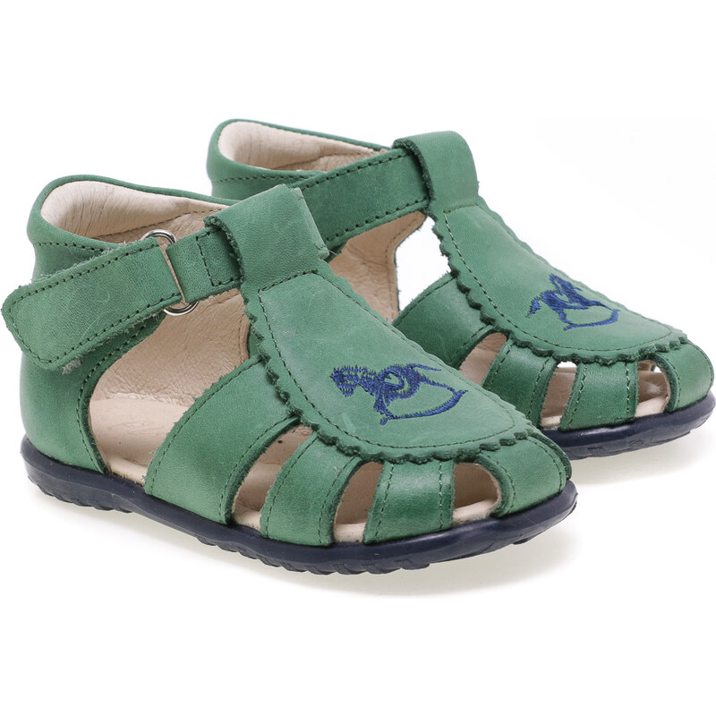 Detské kožené sandálky EMEL E1670-10 Zelená 46770894