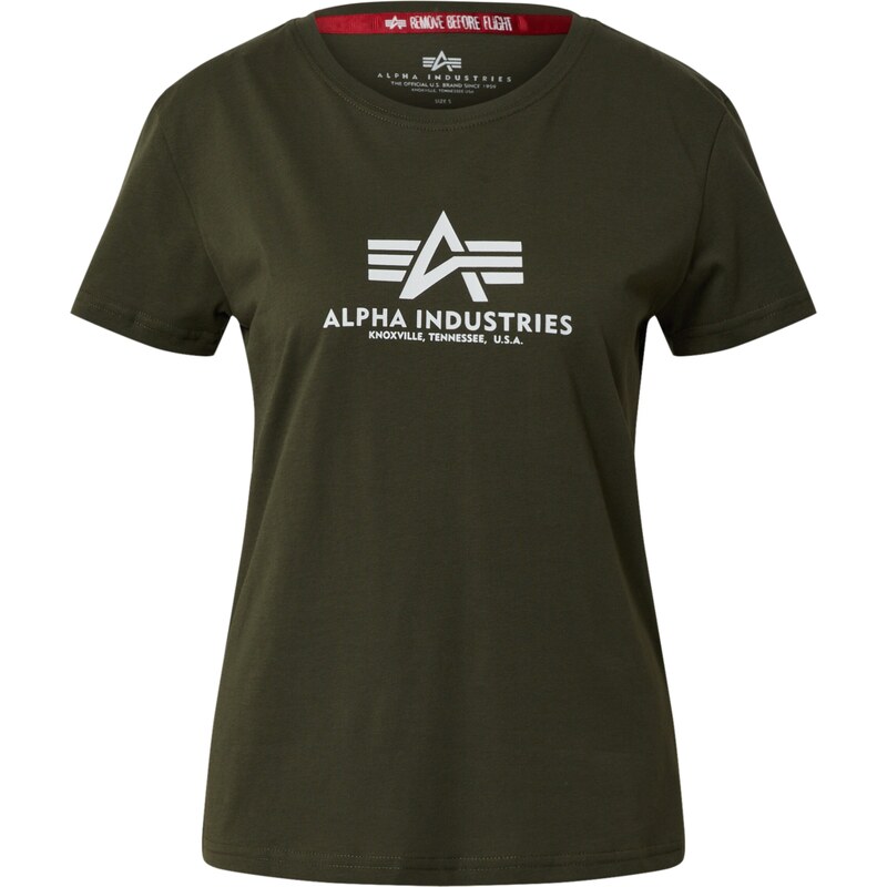 ALPHA INDUSTRIES Tričko olivová / biela 25338836