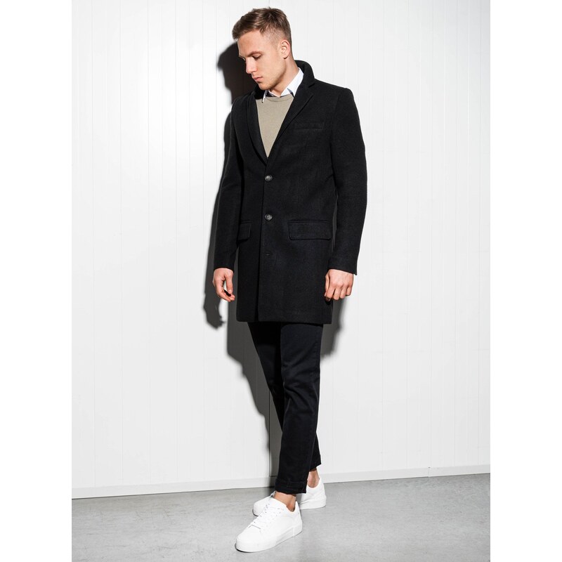Ombre Clothing Pánsky kabát - čierna C432