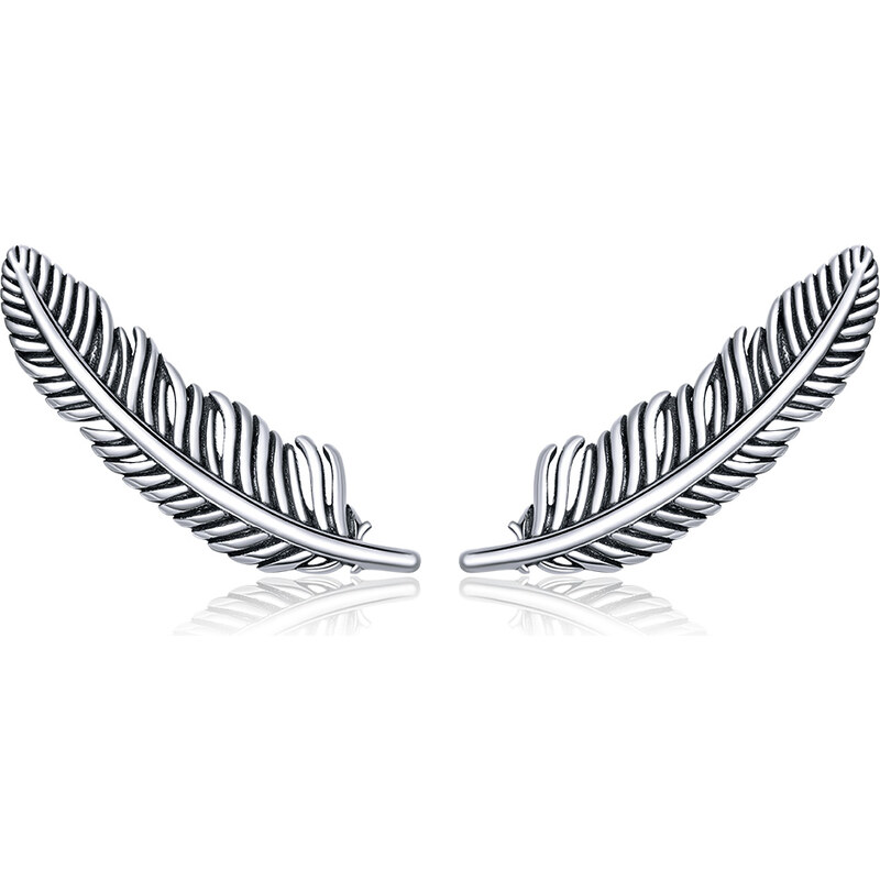 Emporial strieborné náušnice cez ucho Romantické lístky SCE865 28517306