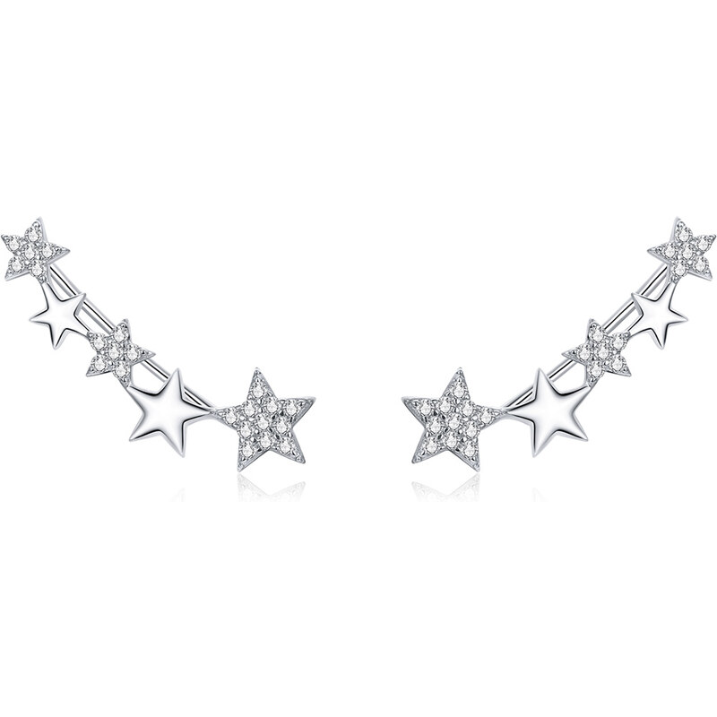 Emporial strieborné náušnice cez ucho Svietivé hviezdy BSE351 28183409
