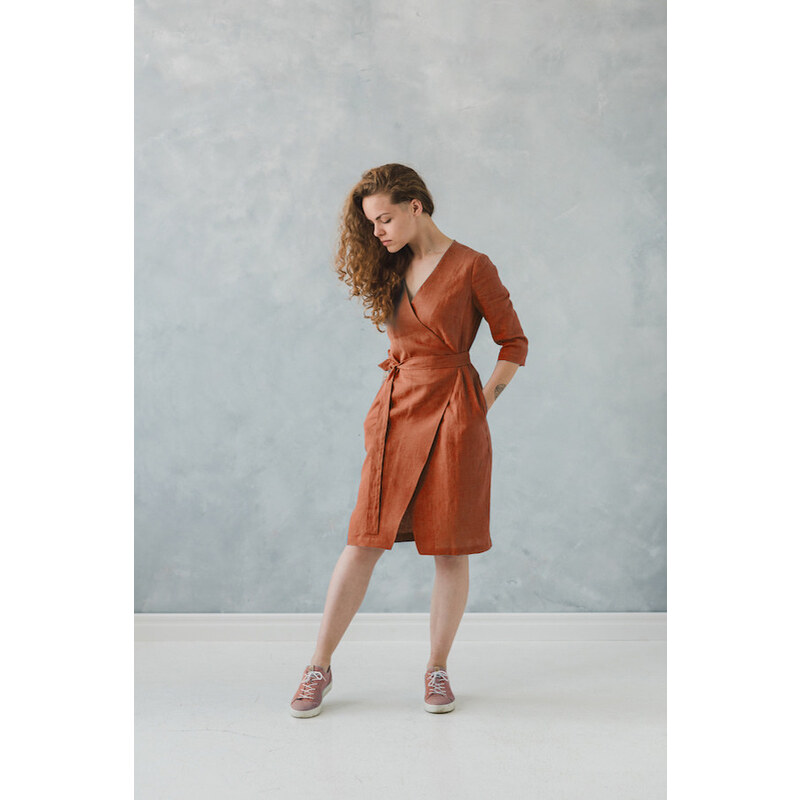 Glara Ľanové zavinovacie šaty excellent quality 17377443