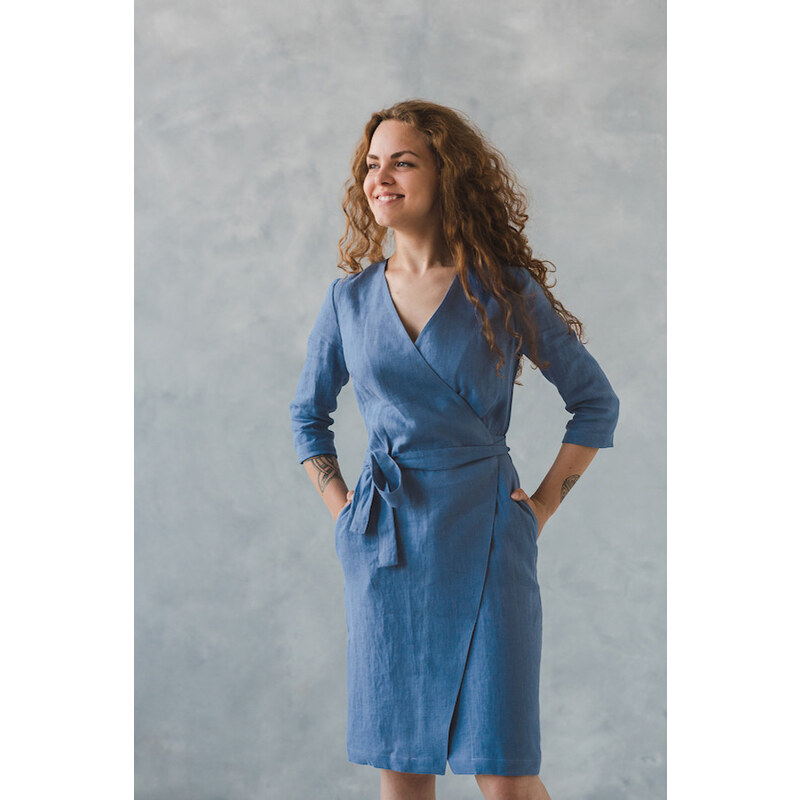 Glara Ľanové zavinovacie šaty excellent quality 17377444