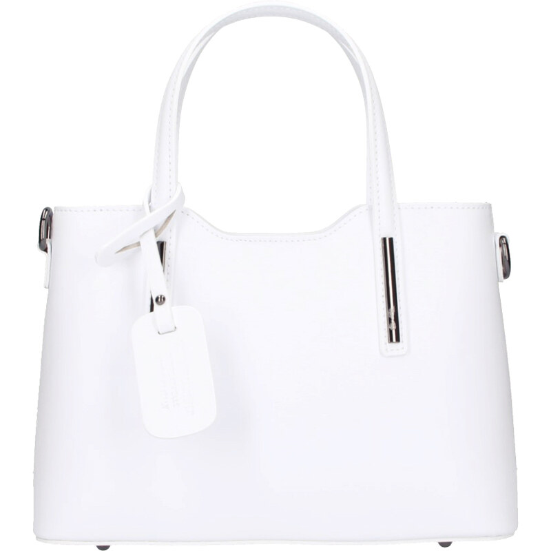 BORSE IN PELLE Kožená biela dámska kabelka do ruky Maila 17385255