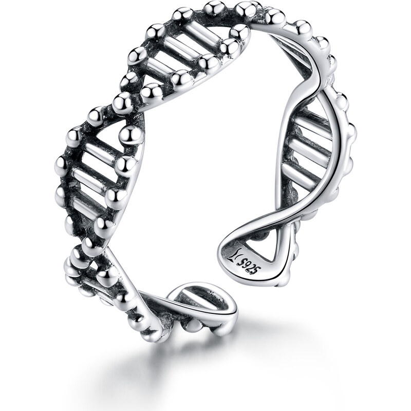 Emporial strieborný nastaviteľný smaltovaný prsteň DNA 31524190