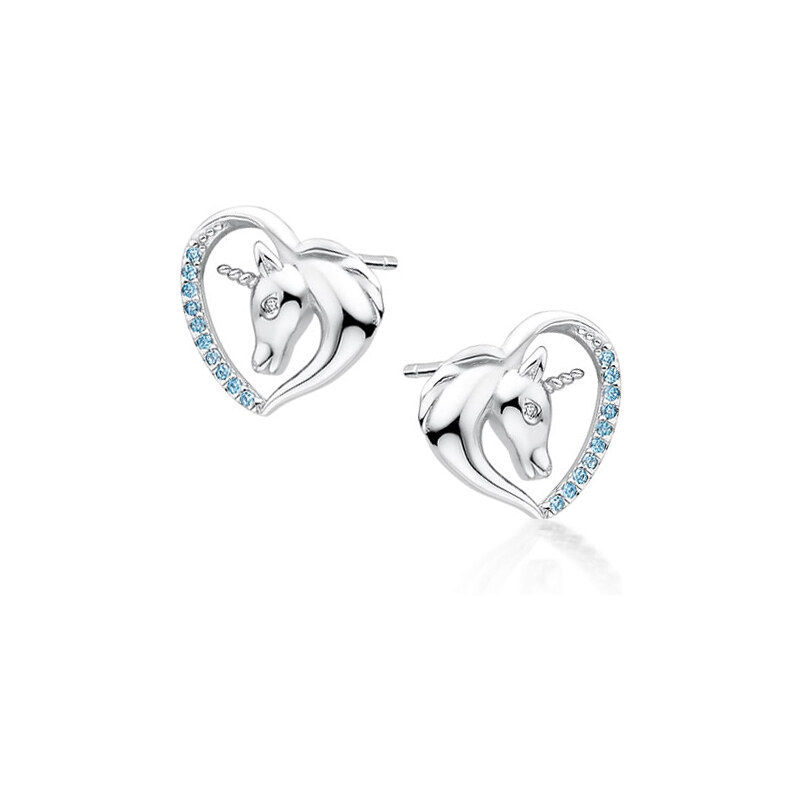 Olivie Strieborné náušnice JEDNOROŽEC V SRDCI 3763 16785473