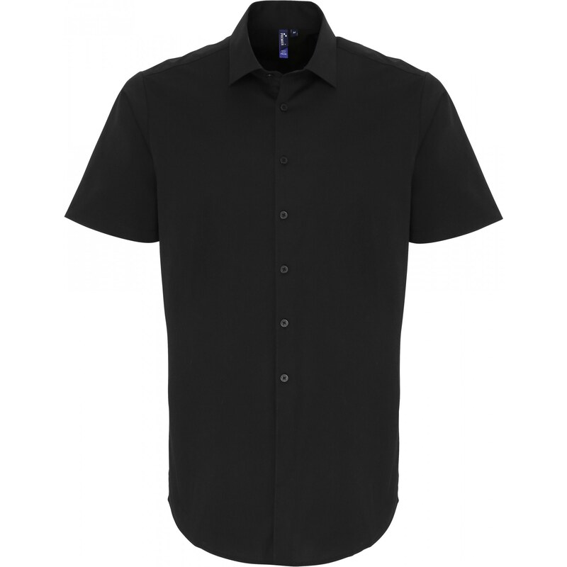 Pánska elastická business košeľa krátky rukáv moderný golier Premier 62675861